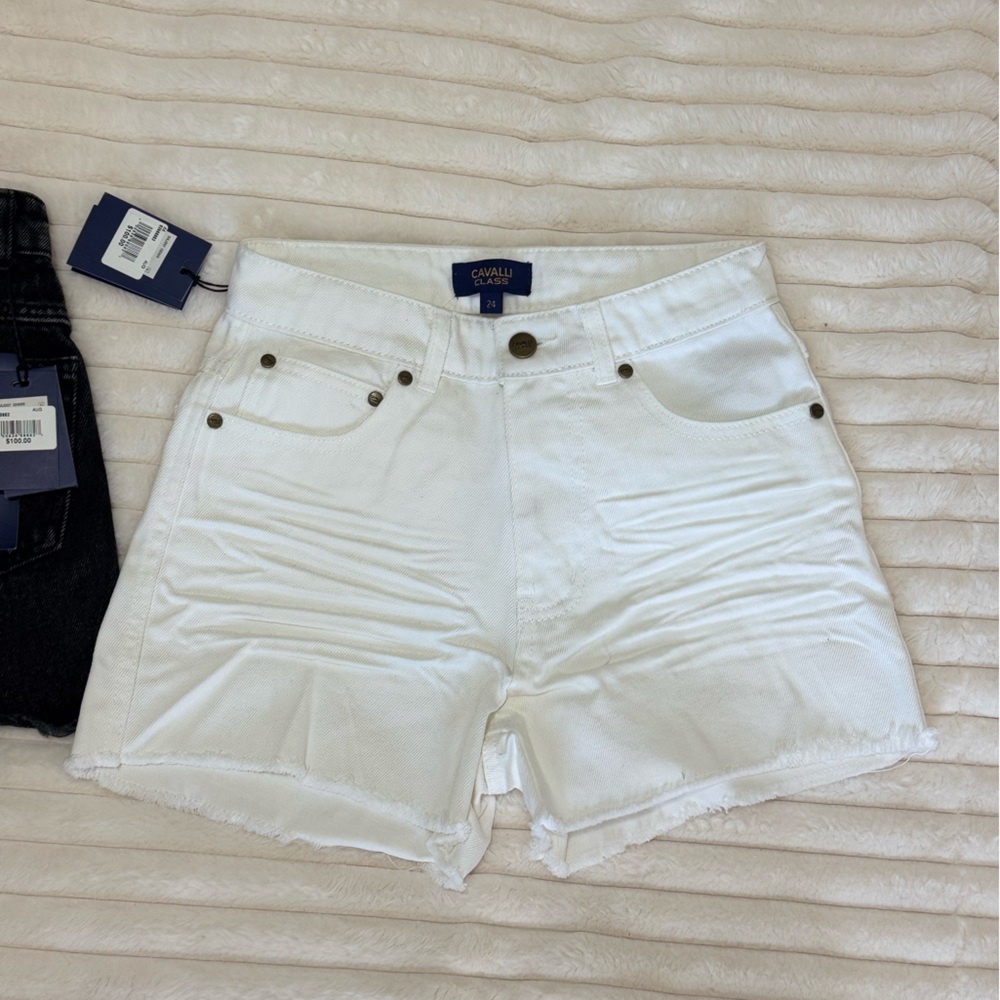 Cavalli Class Women's White High Waist Shorts